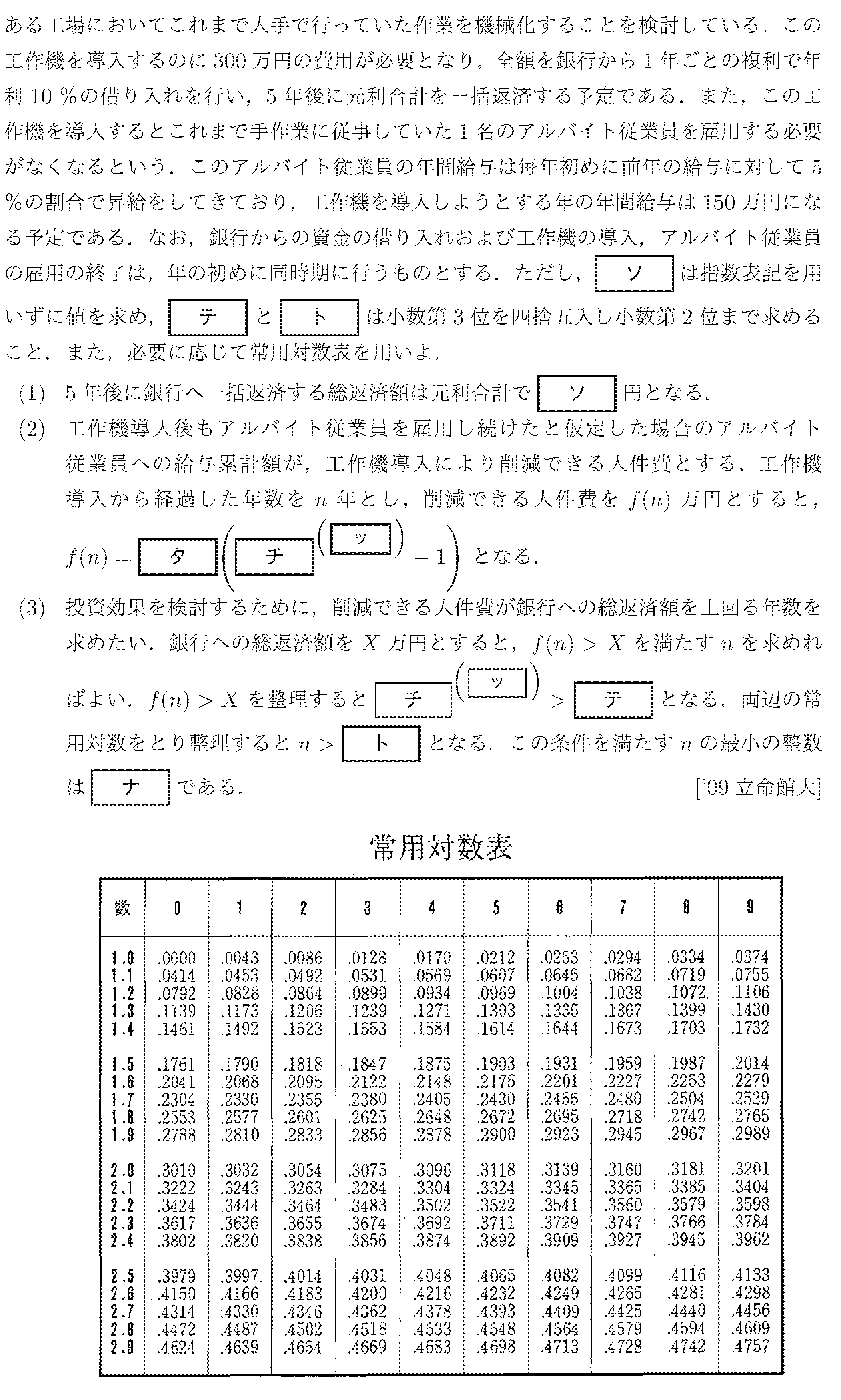 大学入試数学の問題